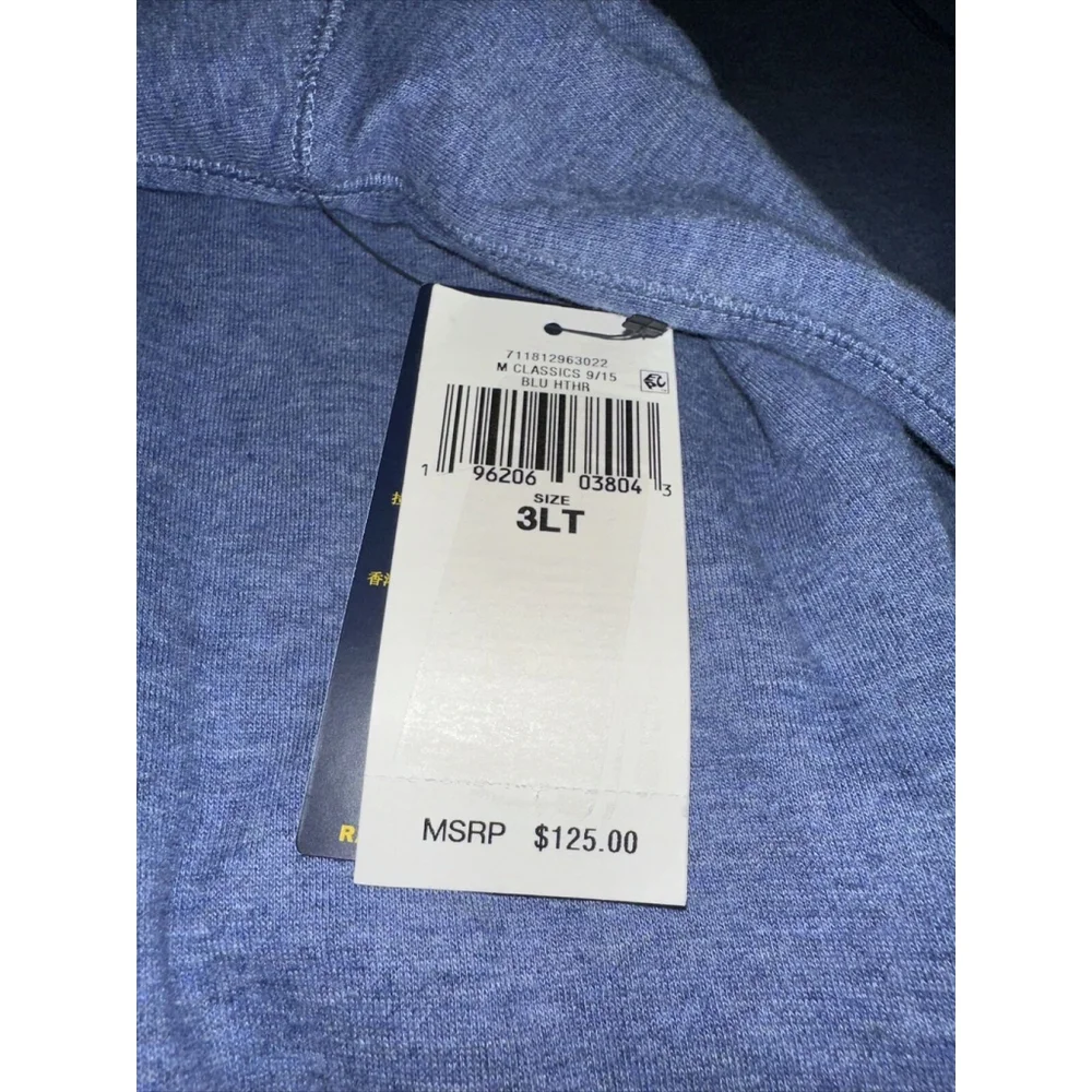NWT Polo Ralph Lauren Mens Blue Sweater Heather Lux Jersey Half Zip Size‎ 3XLT